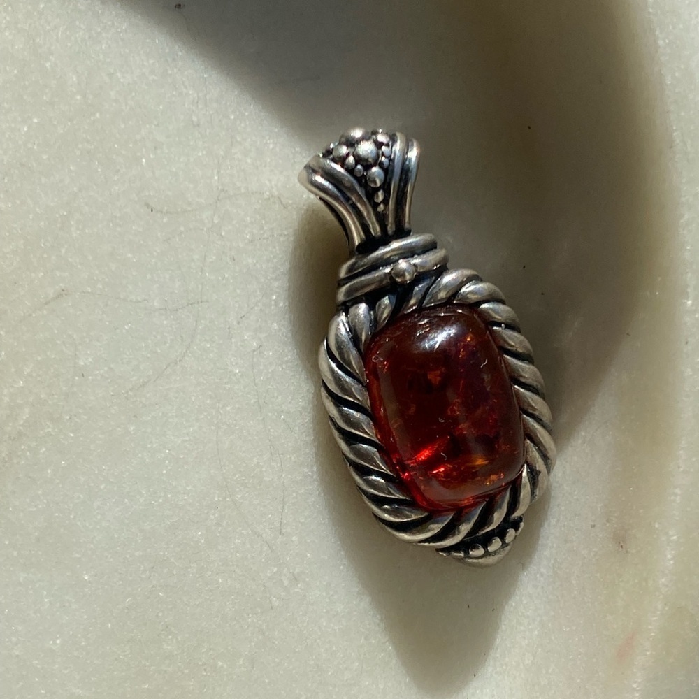 925 Sterling Silver Amber pendant - Picture 6 of 6